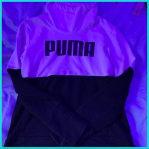 Color block black and white puma hoodie